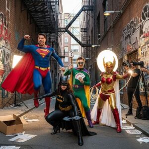 Sessão de fotos com fantasia de super-herói